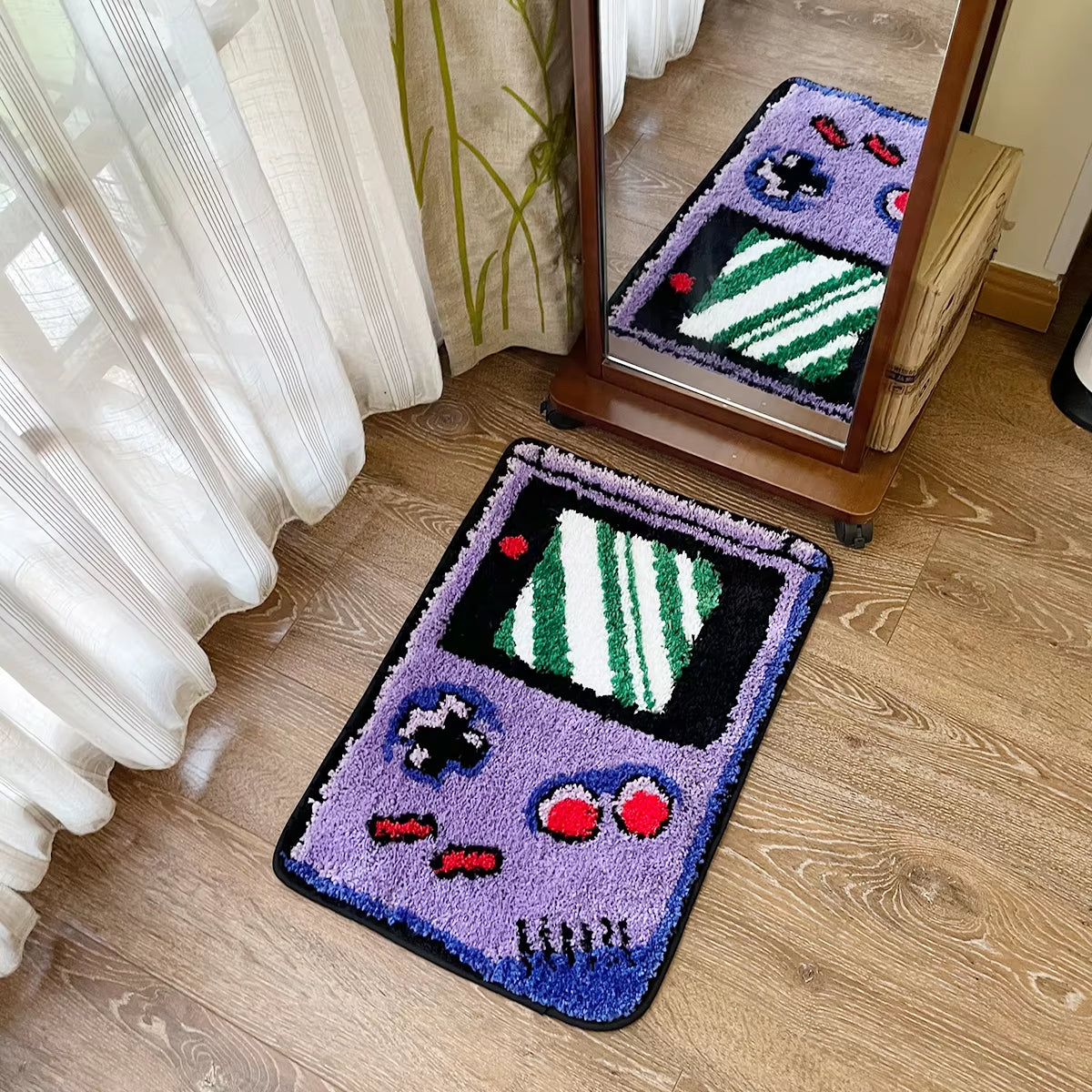 Purple Games Console Tufted Rug Funny Childhood Memories Rug Cute Flocking Carpet Floor Pad anti Slip Doormat Aesthetic Home Pad