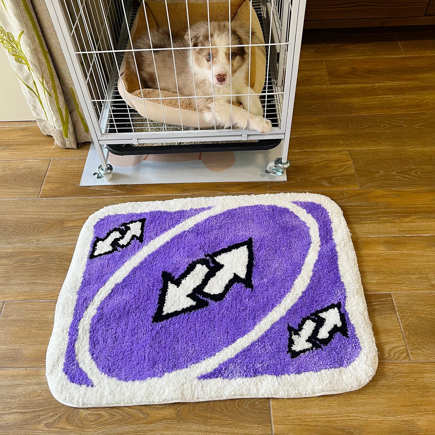 Purple Reverse Card Rug for Girls Rooms Purple Handmade Tufted Rug for Birthday Gift Fluffy Tufted Rug Soft Rectangle Mat