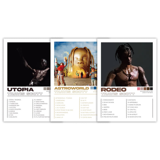 3-Piece Travis Scott Album Poster Set (50x70cm)